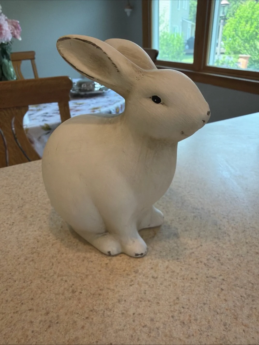 Pier 1 Decorative White Ceramic Rabbit Statue - Home Art